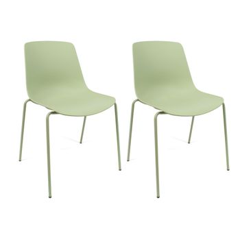 Conjunto De 2 Sillas En Polipropileno Y Metal - Asiento De Diseño Ideal Para Comedor Y Cocina - 55 X 82 X 51 Cm - Color Verde