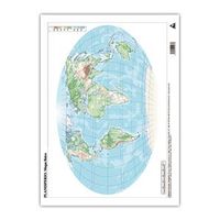 Paq/50 Mapas Planisferio Fisico A3 Mudos