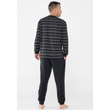 Pijama Hombre Largo Punto Negro 100% Algodón El Búho Nocturno