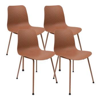 Pack De 4 Sillas De Diseño Moderno Fabricadas En Polipropileno Para Comedor - 80 X 44,5 X 54 Cm - Marrón