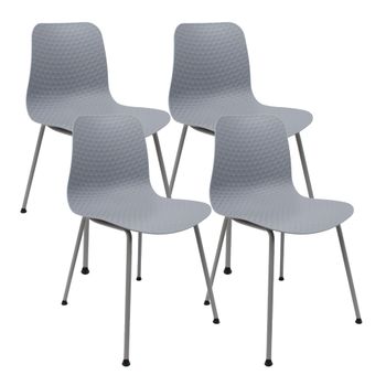 Pack De 4 Sillas De Diseño Moderno Fabricadas En Polipropileno Para Comedor - 80 X 44,5 X 54 Cm - Gris