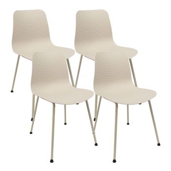 Pack De 4 Sillas De Diseño Moderno Fabricadas En Polipropileno Para Comedor - 80 X 44,5 X 54 Cm - Beige