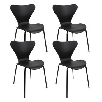 Conjunto De 4 Sillas En Polipropileno Y Metal - Asiento De Diseño Ideal Para Comedor Y Cocina - 51 X 80 X 51 Cm - Color Negro