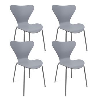 Conjunto De 4 Sillas En Polipropileno Y Metal - Asiento De Diseño Ideal Para Comedor Y Cocina - 51 X 80 X 51 Cm - Color Gris