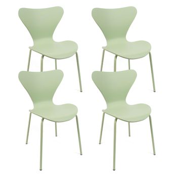 Conjunto De 4 Sillas En Polipropileno Y Metal - Asiento De Diseño Ideal Para Comedor Y Cocina - 51 X 80 X 51 Cm - Color Verde