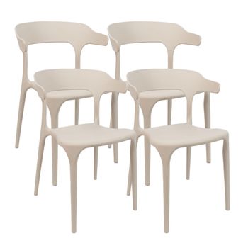 Pack De 4 Sillas De Diseño Moderno Fabricadas En Polipropileno Para Interiores/exteriores - 76 X 51 X 52 Cm - Beige