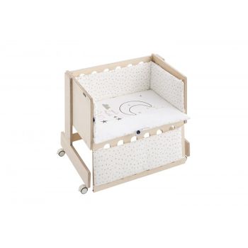 Minicuna Colecho De Madera Natural Completa De Bimbi Dreams, Modelo:sweet Night Blanco