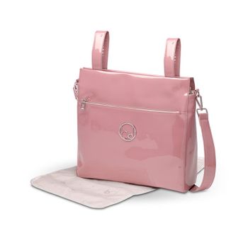 Bolso Para Carrito Bebe + Cambiador Charol Bimbi Dreams Losango Rosa