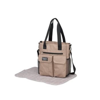 Bolso Maternidad Tela + Cambiador Pirulos Denim Beige