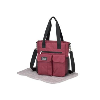 Bolso Maternidad Tela + Cambiador Pirulos Denim Rojo Oscuro