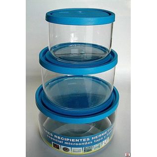 TIENDA EURASIA - Pack de 3 Fiambreras, Pack de 3 Tupper Cristal en  Diferentes Tamaños, Conjunto de Tuppers Cristal Hermeticos de 330 ml,  530ml, 1180