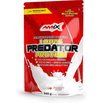 Amix Predator Protein Doypack 500gr - Proteína Que Contiene L-glutamina Y Digezyme, Contriubye Al Crecimiento Muscular + Libre De Aspartamo