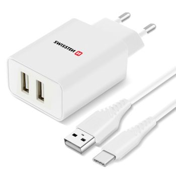 Cargador Doble Usb 3a Smart Ic + Cable Usb-c Swissten Slim - Negro con  Ofertas en Carrefour