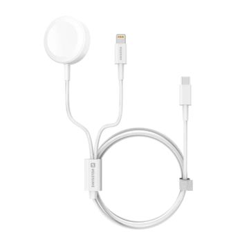 Cable Usb-c Power Delivery Iphone Y Ipad + Cargador Iwatch Swissten 1m - Blanco