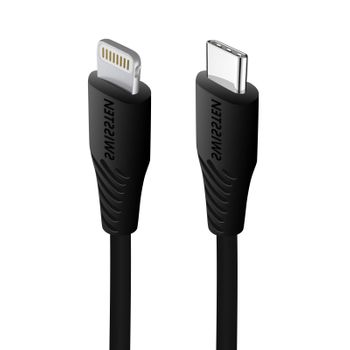 Cable Usb-c A Lightning Carga Rápida 3a 40cm Swissten - Negro