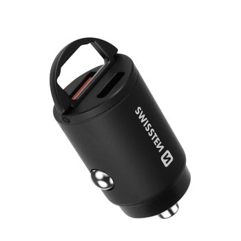 Cargador De Coche Ultracompacto Con Salidas Usb-c Y Usb 30w Nano Swissten Negro