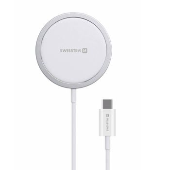 Cargador Magsafe Iphone 15w Carga Rápida Cable Usb-c Swissten Magstick Blanco