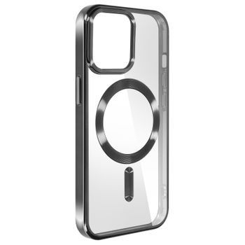Funda Magsafe Transparente Contorno Negro Para Iphone 15 Pro Swissten Metallic