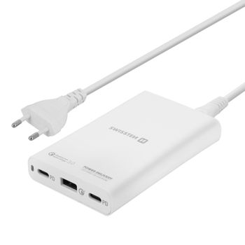 Cargador Usb-c A 60w 2x Usb-c 1x Usb Power Delivery Y Qc 3.0 Swissten - Blanco