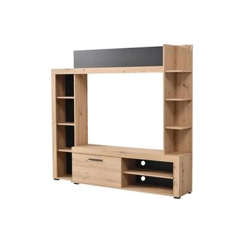 Mueble De Tv De Pared Baltimore  172.5x33x157.5 Cm Color Gris Antracita, Color Natural Claro Vente-unique