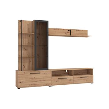 Mueble De Tv De Pared Dublin  229.5x35x183 Cm Color Color Natural Claro Vente-unique