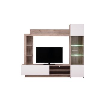 Mueble Tv De Melamina Madera De Caucho Homcom 150x30x42 Cm-roble con  Ofertas en Carrefour
