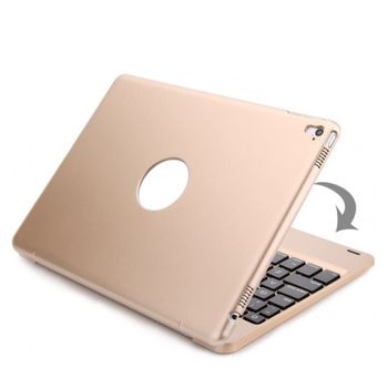 Funda Carcasa Con Teclado Para Ipad Air 2 Bluetooth A1566 / A1567, Retroiluminada, Protección Total Oro Rosa