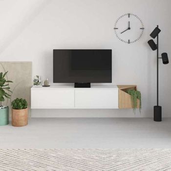 Mueble Tv 1 Puerta 2 Compartimentos – Gris Acabado En Brillo – 120 X 30 X  40cm – Berit con Ofertas en Carrefour