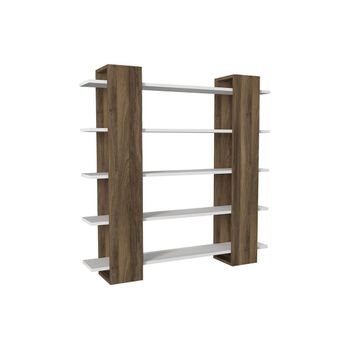 Librería Zoryn  120x19.5x120 Cm Color Color Natural Oscuro, Blanco Vente-unique