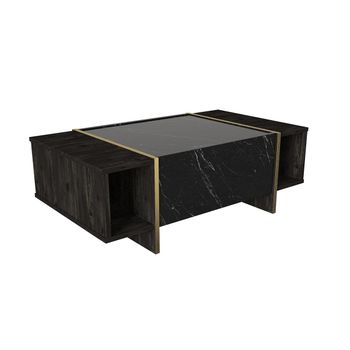 Mesa De Centro Fija Cadeba  103.8x60x37.3 Cm Color Negro, Color Natural Oscuro Venta-unica