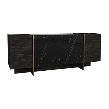 Aparador Bajo Cadeba  180x46.6x75.5 Cm Color Negro, Color Natural Oscuro Vente-unique