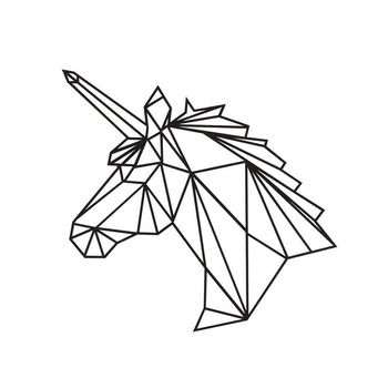 Decoración De Pared Unicorn, W53xd0,15xh50 Cm,  Color Negro