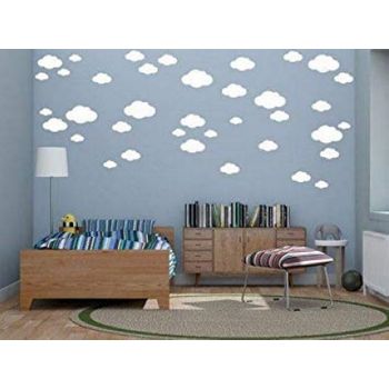 Pegatina De Pared  Nubes , 35x0,15x20 Cm, Color Blanco