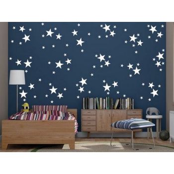 Pegatina De Pared  Estrellas , 24x0,15x29 Cm, Color Blanco