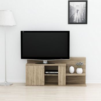 Duru Mueble Tv, 122 X 33,3 X 55 Cm, Color Nogal