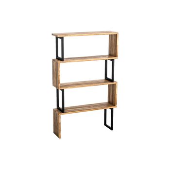 Librería Roveni  80x22x128 Cm Color Negro, Color Natural Claro Vente-unique