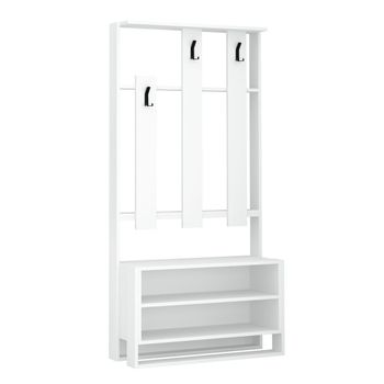 Mueble De Entrada 3 Estantes Y 3 Ganchos Para Abrigos H180 Cm - Chester - L 90  X A 36  X H 180  Cm