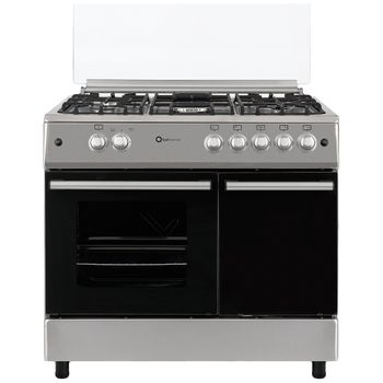 Cocina de gas Svan SVK9561GX 5 fogones 60L con portabombonas inox/negro 90  cm