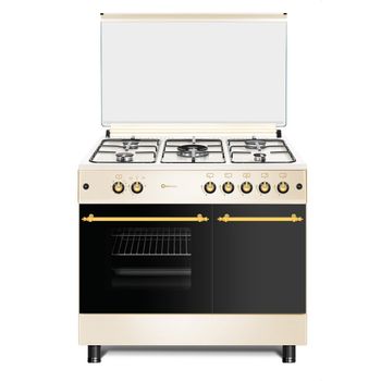 Sauber - COCINA SCI5GB 5 Quemadores - Gas Butano - Porta-bombonas- 90x60 -  Tapa Cristal - Color Inox - ENTREGA Y RECOGIDA USADA INCLUIDO EN DOMICILIO  : : Grandes electrodomésticos