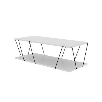 Mesa De Centro Fija Delory  120x50x30 Cm Color Blanco Venta-unica