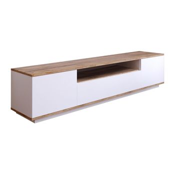 Mueble Bajo De Tv Lotula  180x44.5x44.6 Cm Color Color Natural Claro, Blanco Vente-unique