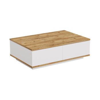 Mesa De Centro Fija Lotula  90x60x28.6 Cm Color Color Natural Claro, Blanco Vente-unique