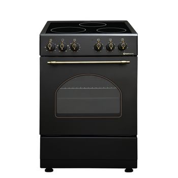 Cocina eléctrica - VTC Negra Estilo rustico Vitrocerámica 4 zonas + Horno  SOLTHERMIC, 60 l, 60 cm, Negro