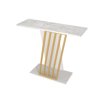 Mesa Consola Orsona  90x29.6x76.8 Cm Color Blanco, Dorado Vente-unique