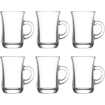 Set De 6 Tazas Transparentes De 300ml Mug De Vidrio con Ofertas en