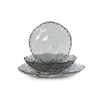 Vajilla 18 Pzs Cristal Gris Marca Non