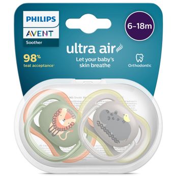 Pack De 2 Chupetes Ultra Air Deco +18 Meses Philips Avent Niño con