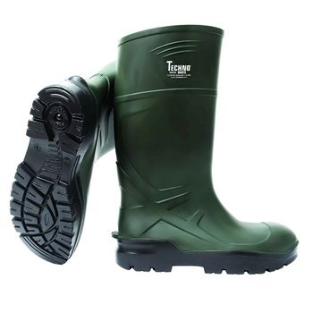 Bota Techno Boot Seguridad, Agricultura Y Ganadería, Suela Antideslizante, Puntera Acero, Económica, Verde, Talla 42