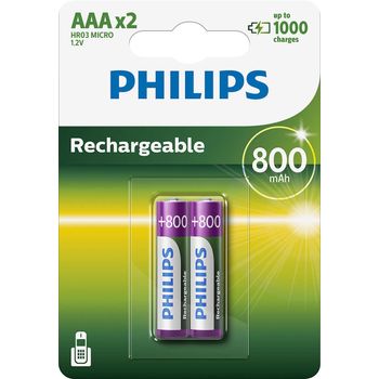 Pilas Philips Recargable R03b4a70 Aaa 800mah Pack2