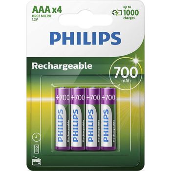 Pilas Philips Recargable R03b4a70 Aaa 700mah Pack4